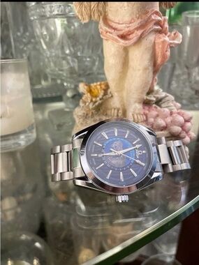 Stainless Steel Wristwatch with Blue Dial